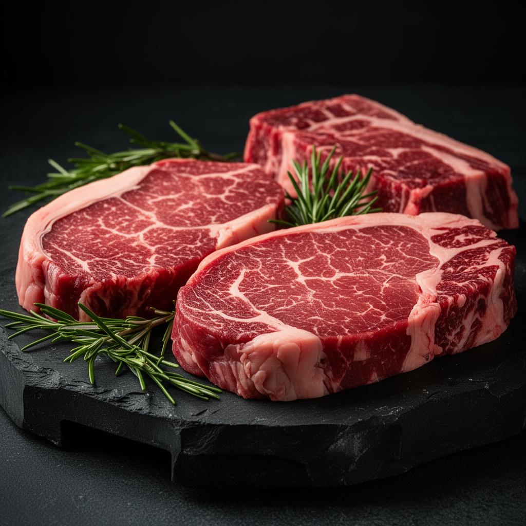 Premium-Fleisch auf Holzbrett